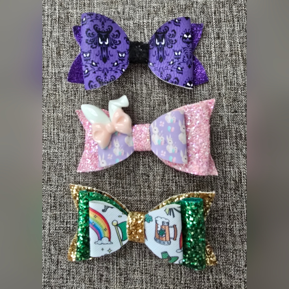 Set of Three Small Decorative Hair Bows